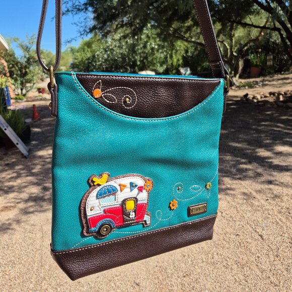 Chala Sweet Messenger Crossbody Shoulder Bag with Camper Embellishment. - Picture 3 of 16